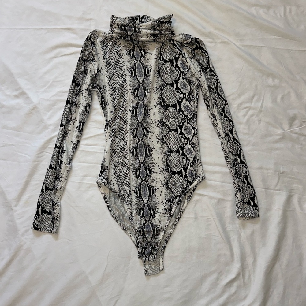 PLT snake print long sleeve bodysuit